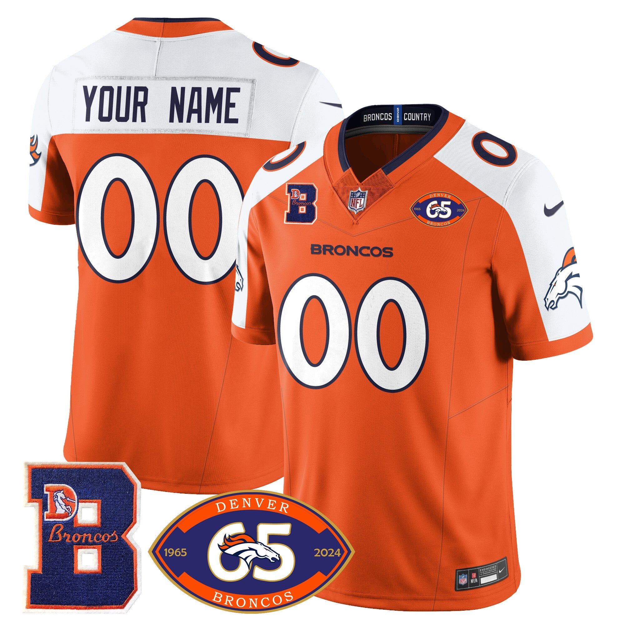 Custom Broncos 1959-2024 Jersey – The Broncos Jersey – All Stitched – Orange Alternate Jersey