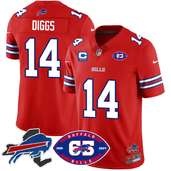Bills 1959 – 2024 – The Bills Jersey – All Stitched – Stefon Diggs – 14 – Red Jersey