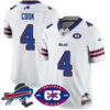 Bills 1959 – 2024 – The Bills Jersey – All Stitched – James Cook – 4 – White Jersey