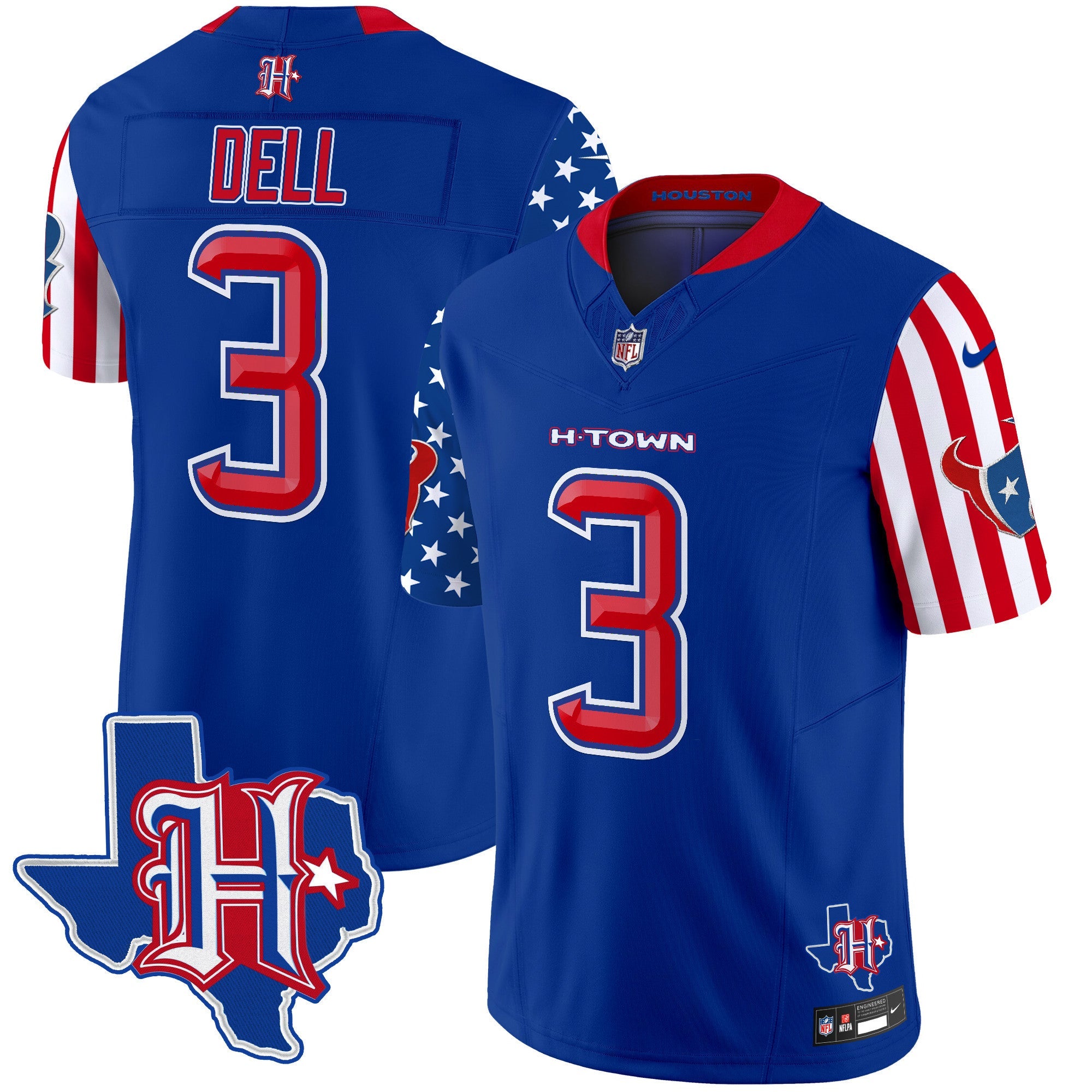 Houston Texans American Style Vapor Limited Jersey – All Stitched – Royal – Tank Dell Jersey