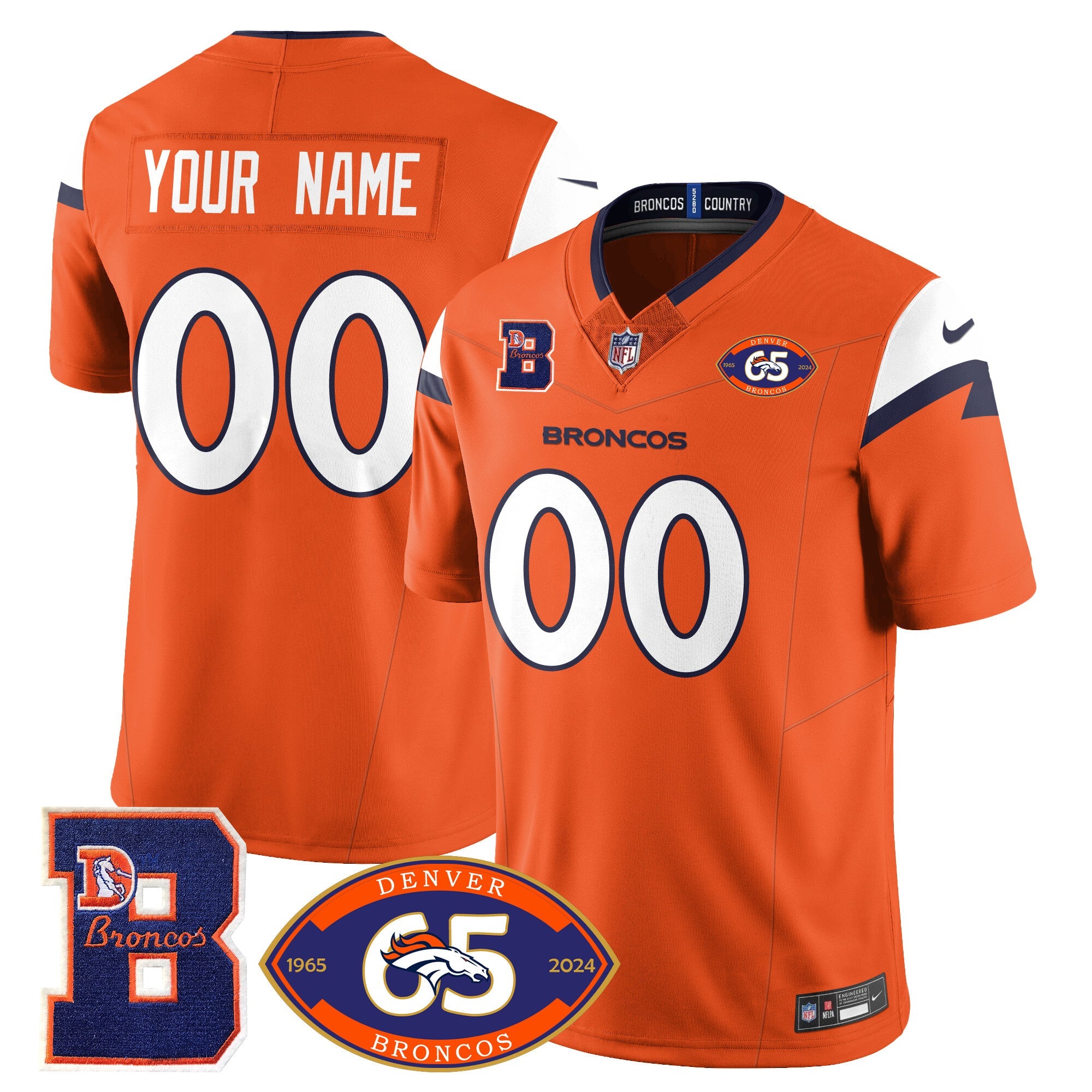 Custom Broncos 1959-2024 Jersey – The Broncos Jersey – All Stitched – Texas Orange Jersey