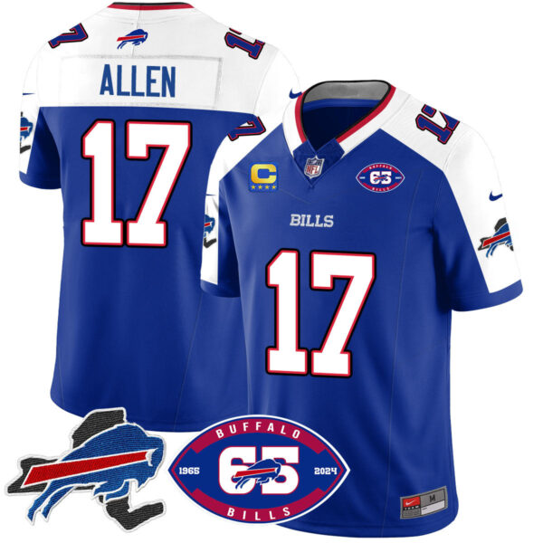 Bills 1959 – 2024 – The Bills Jersey – All Stitched – Josh Allen – 17 – Royal Alternate Jersey