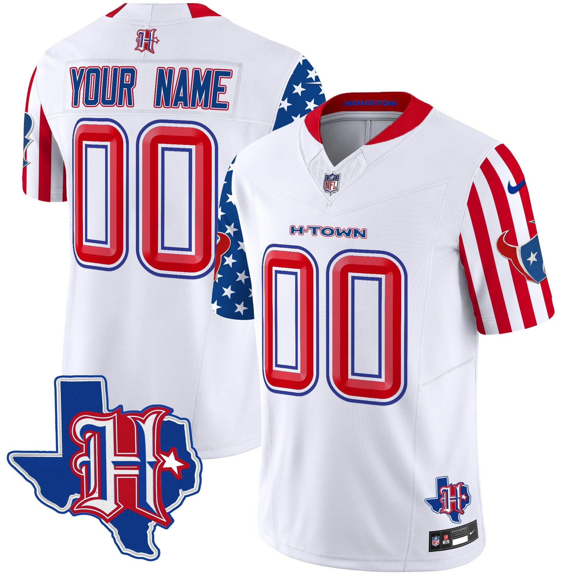 Houston Texans American Style Vapor Limited Custom Jersey – All Stitched – White Jersey
