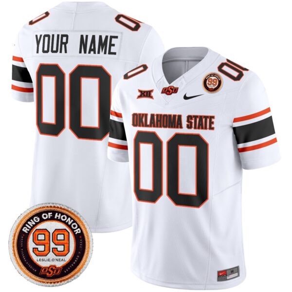 Oklahoma State Cowboys Leslie O’neal Patch Vapor Limited Custom Jersey – All Stitched – White Jersey