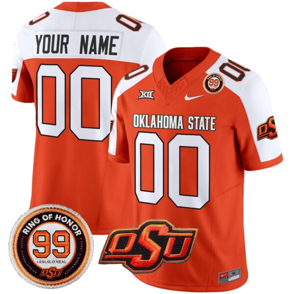 Oklahoma State Cowboys Leslie O’neal Patch Vapor Limited Custom Jersey – All Stitched – Orange Alternate Jersey