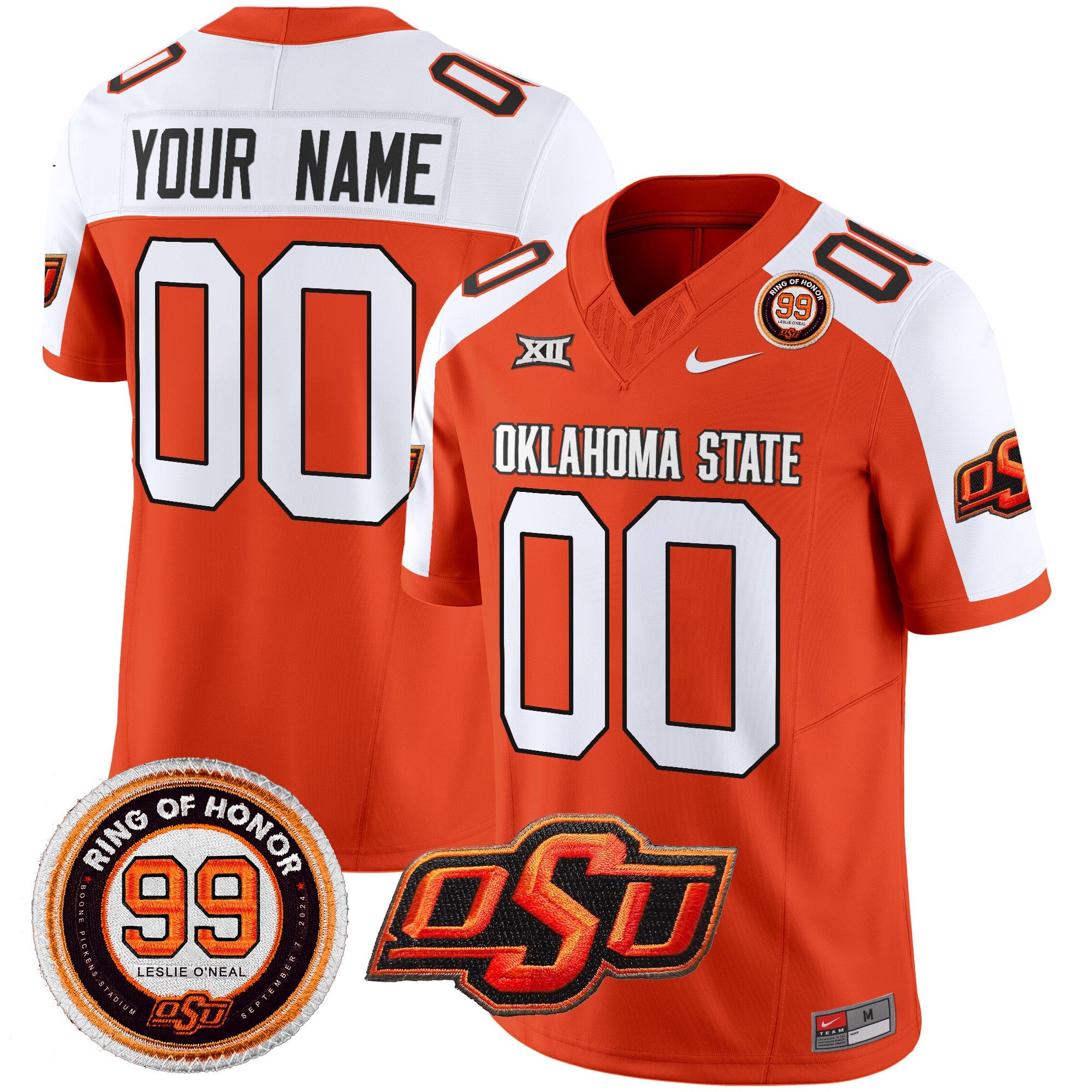 Oklahoma State Cowboys Leslie O’neal Patch Vapor Limited Custom Jersey – All Stitched – Orange Alternate Jersey