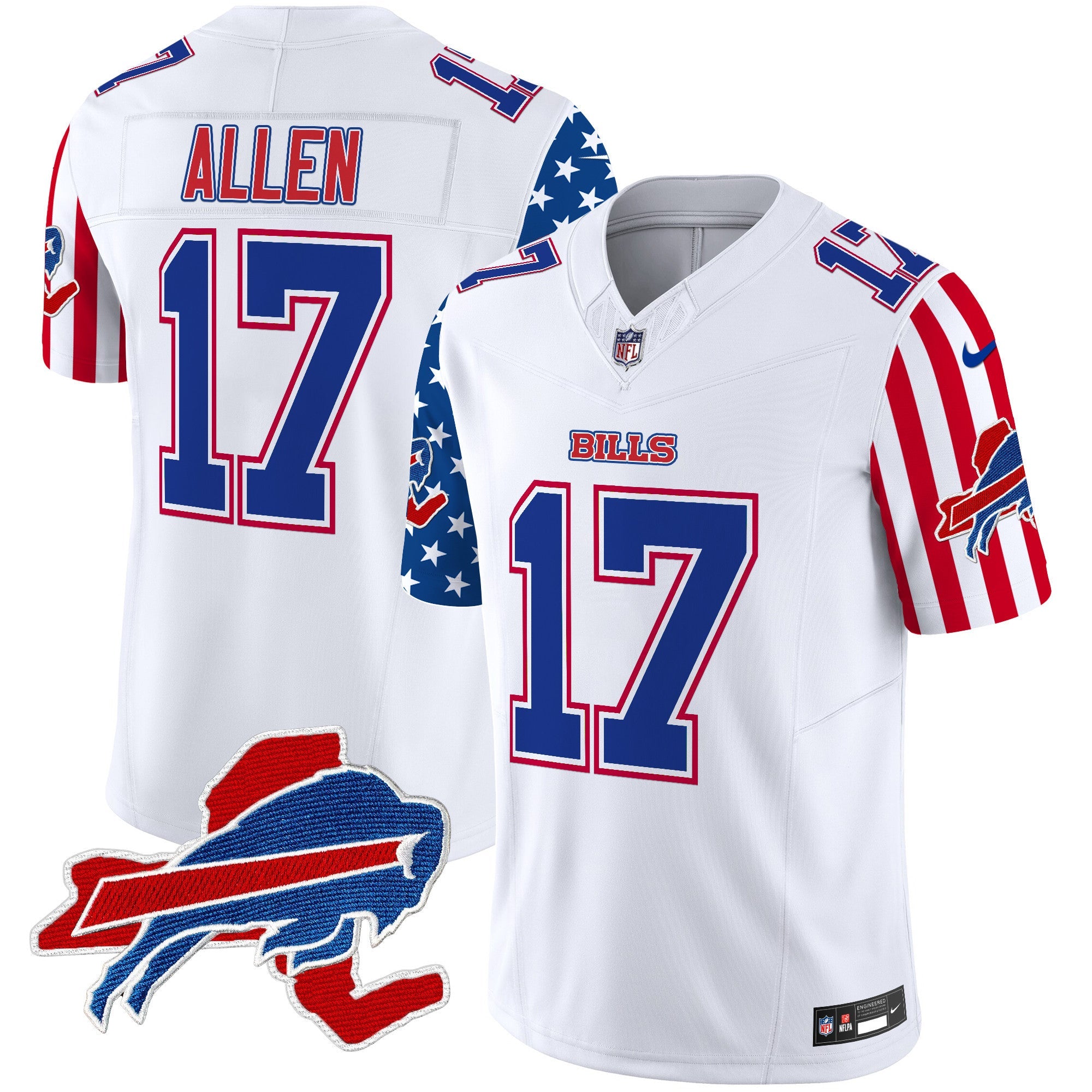 Bills American Style Vapor Limited Jersey – All Stitched – White – Josh Allen Jersey