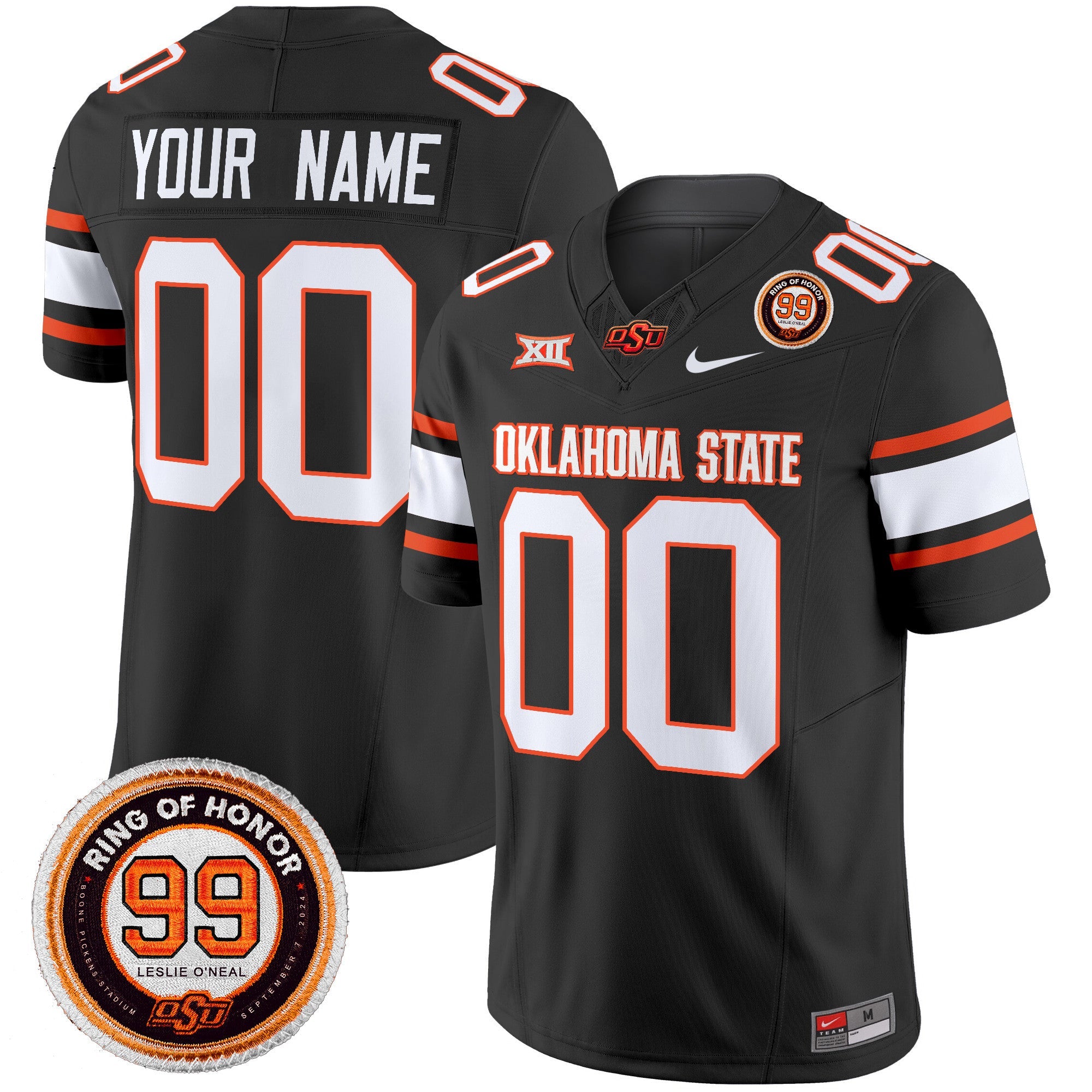 Oklahoma State Cowboys Leslie O’neal Patch Vapor Limited Custom Jersey – All Stitched – Black Jersey