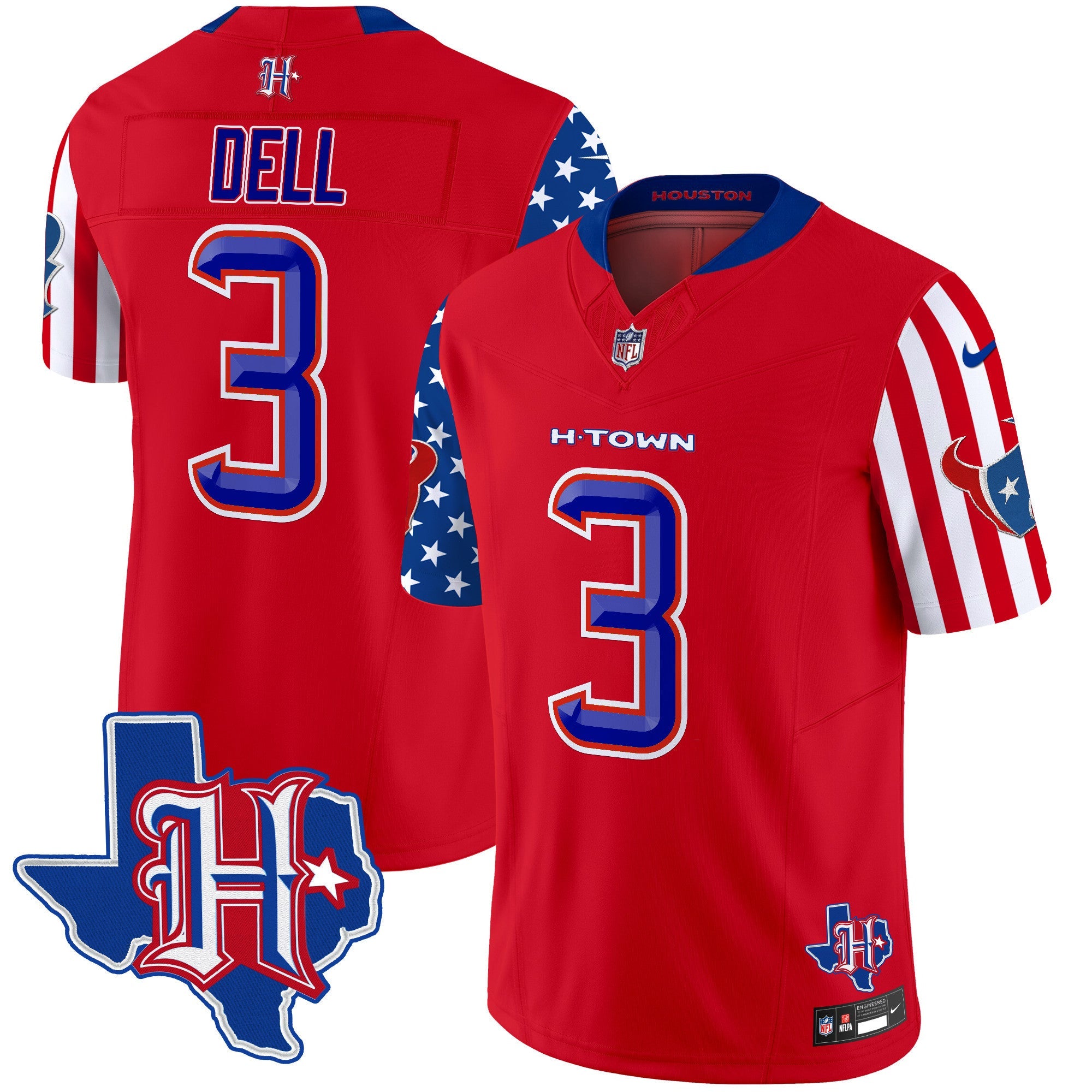 Houston Texans American Style Vapor Limited Jersey – All Stitched – Red – Tank Dell Jersey