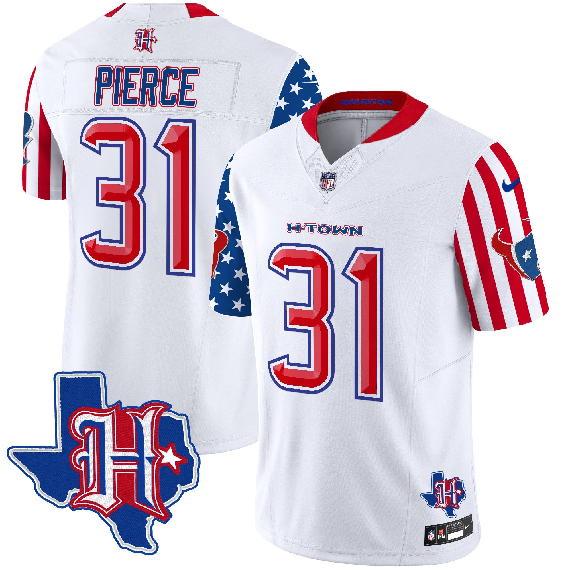 Houston Texans American Style Vapor Limited Jersey – All Stitched – White – Dameon Pierce Jersey
