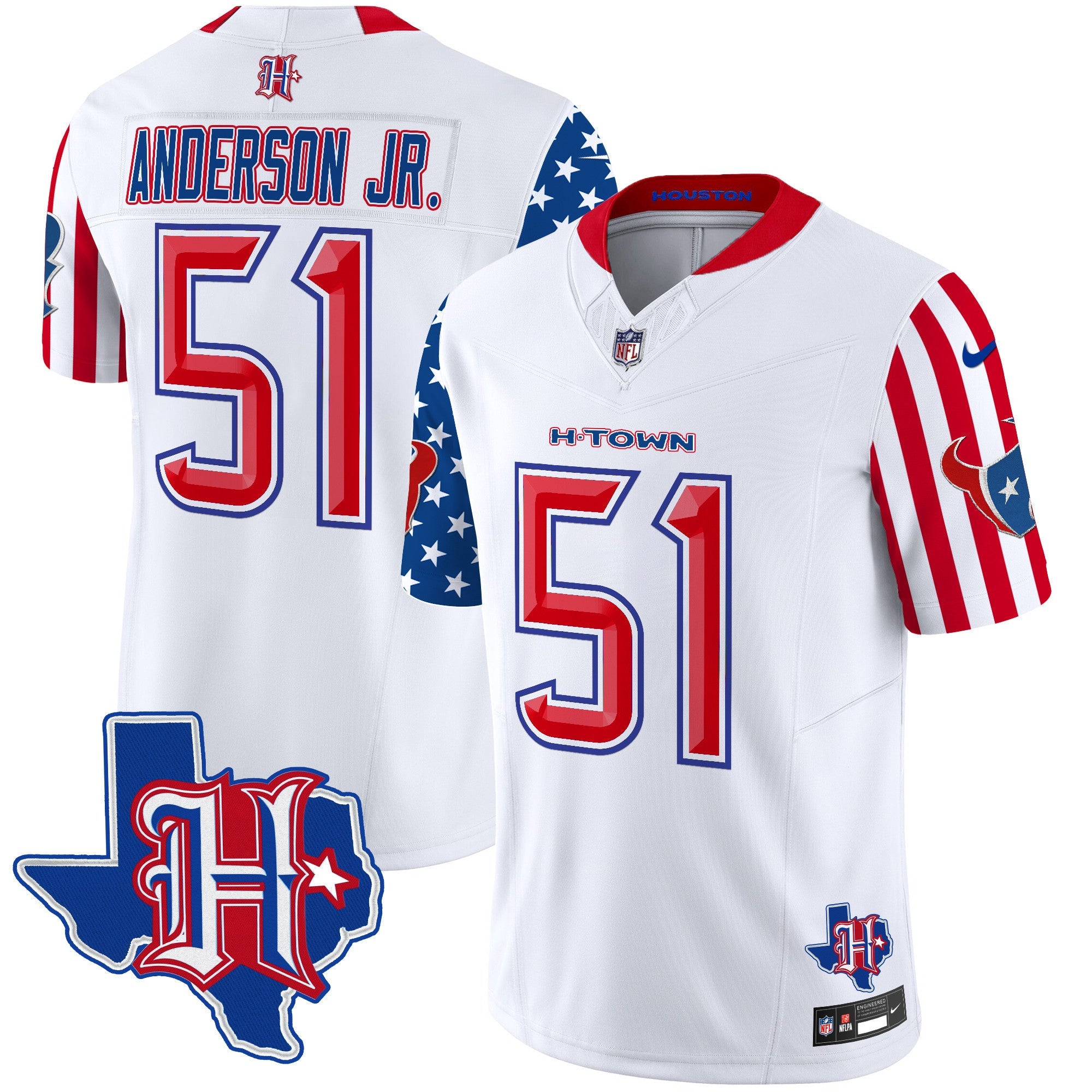 Houston Texans American Style Vapor Limited Jersey – All Stitched – White – Will Anderson Jr. Jersey