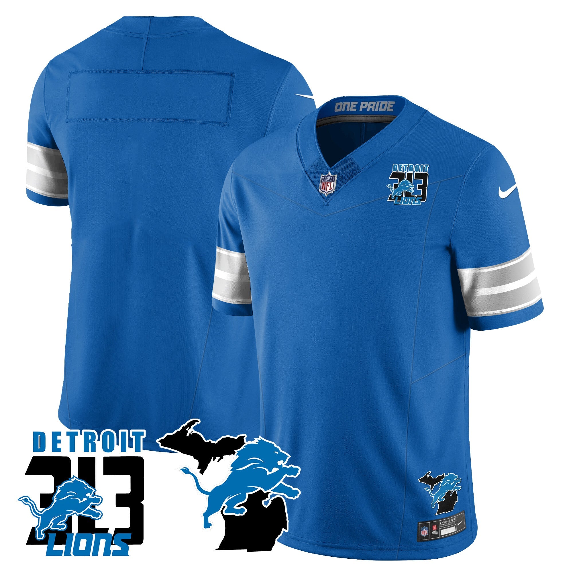 Lions 313 King Of The North Jersey – All Stitched – Team – Blue Jersey