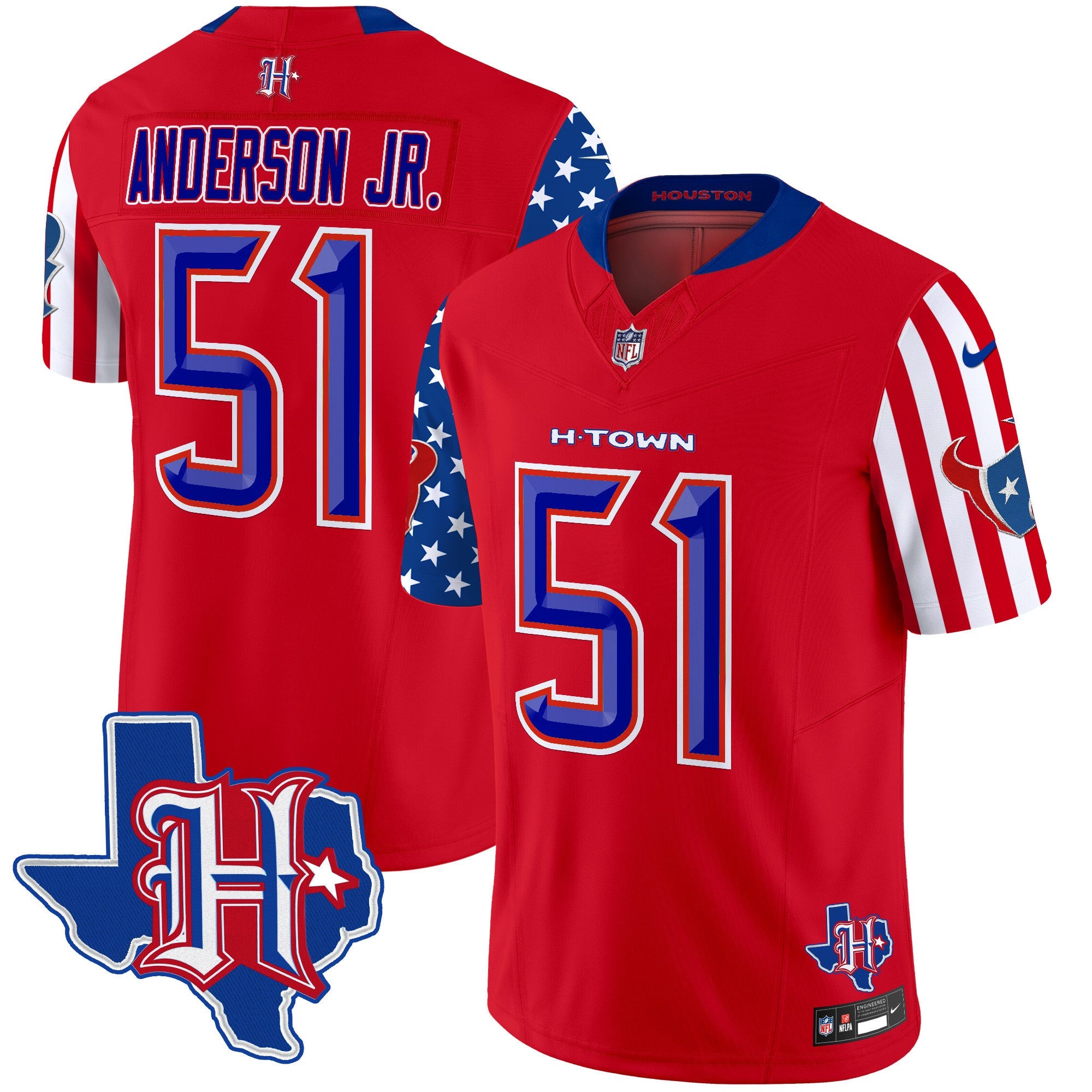 Houston Texans American Style Vapor Limited Jersey – All Stitched – Red – Will Anderson Jr. Jersey
