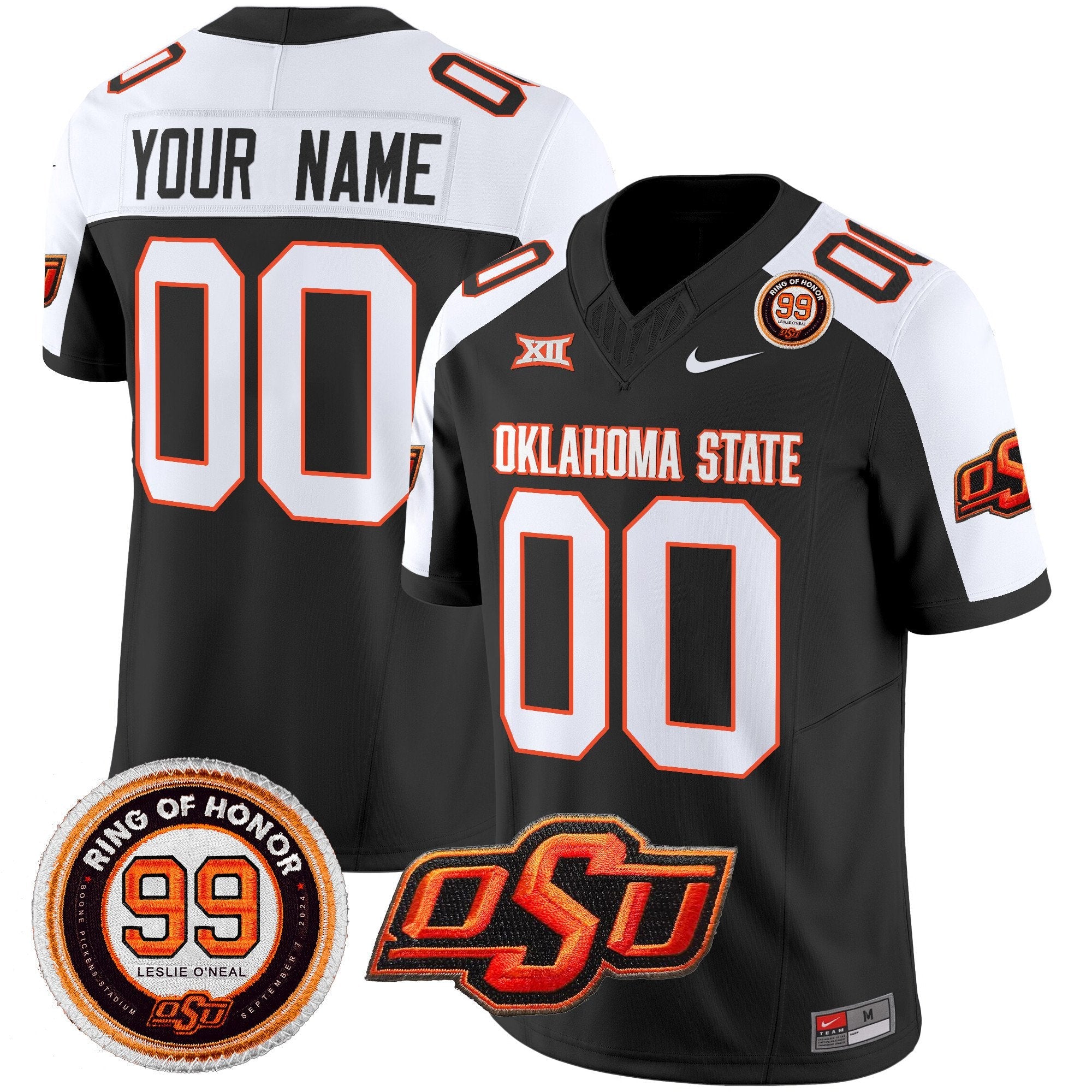Oklahoma State Cowboys Leslie O’neal Patch Vapor Limited Custom Jersey – All Stitched – Black Alternate Jersey