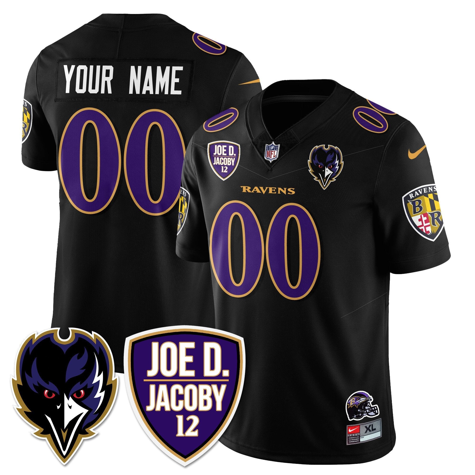 Custom Ravens Purple Rising 2024 Vapor Limited Jersey – All Stitched – Black Jersey