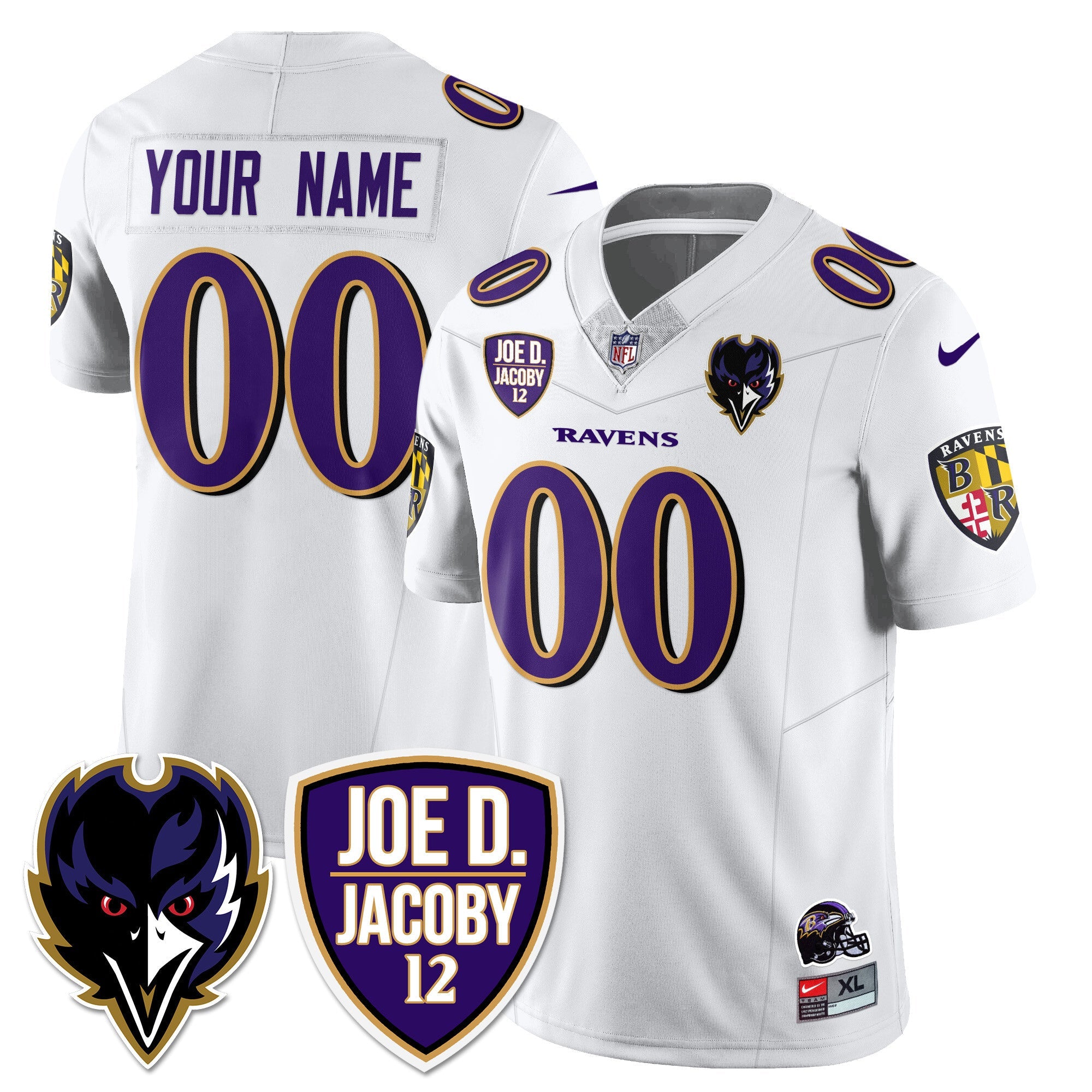 Custom Ravens Purple Rising 2024 Vapor Limited Jersey – All Stitched – White Jersey