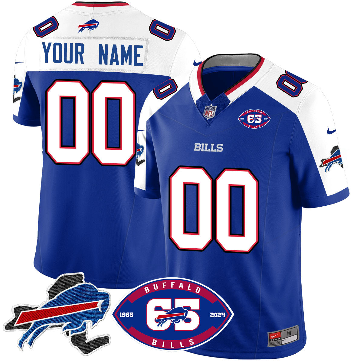 Custom Bills 1959 – 2024 – The Bills Jersey – All Stitched – Royal Alternate Jersey