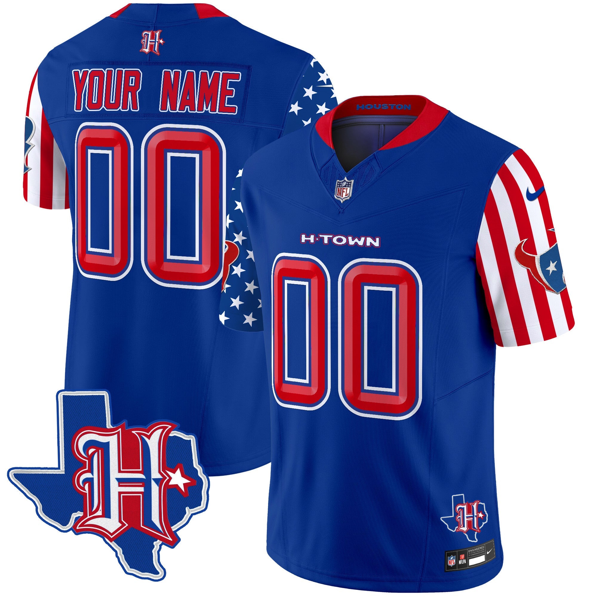 Houston Texans American Style Vapor Limited Custom Jersey – All Stitched – Royal Jersey