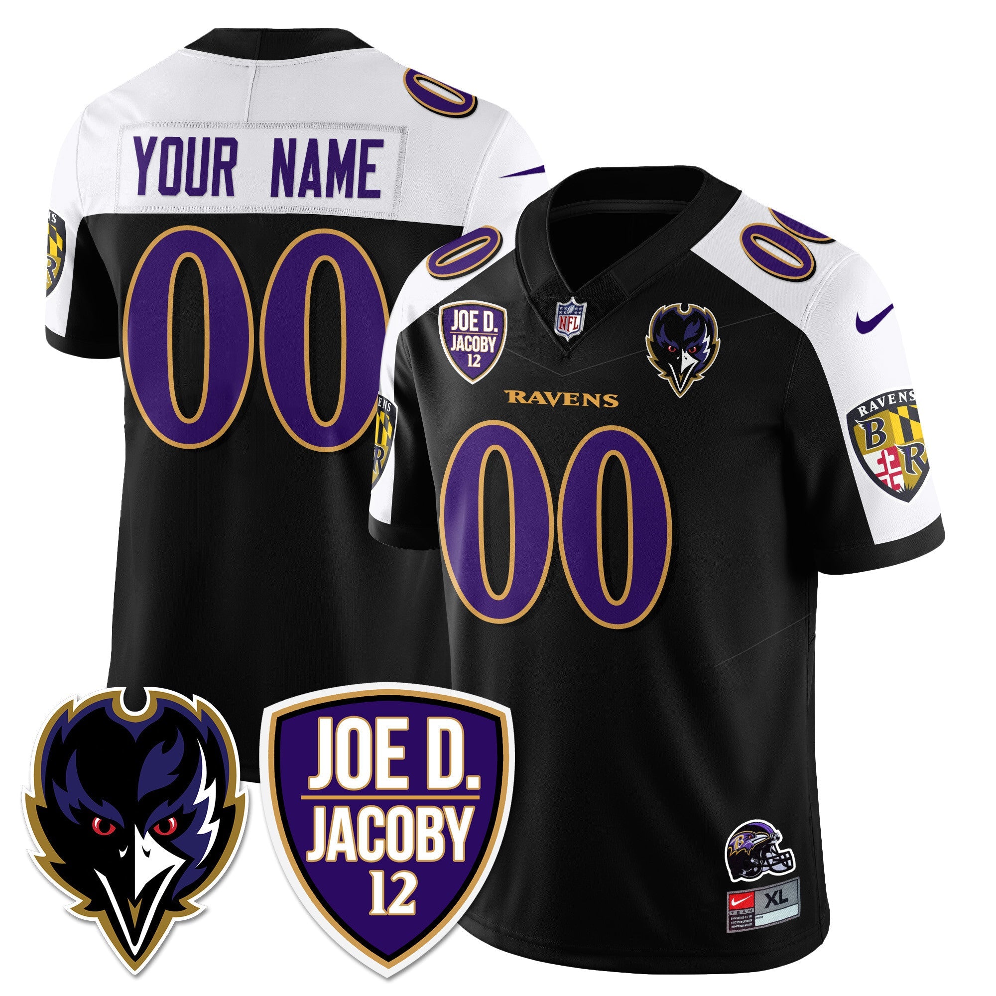 Custom Ravens Purple Rising 2024 Vapor Limited Jersey – All Stitched – Black Alternate Jersey