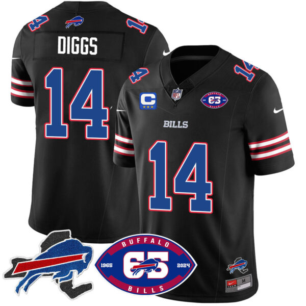 Bills 1959 – 2024 – The Bills Jersey – All Stitched – Stefon Diggs – 14 – Black Jersey