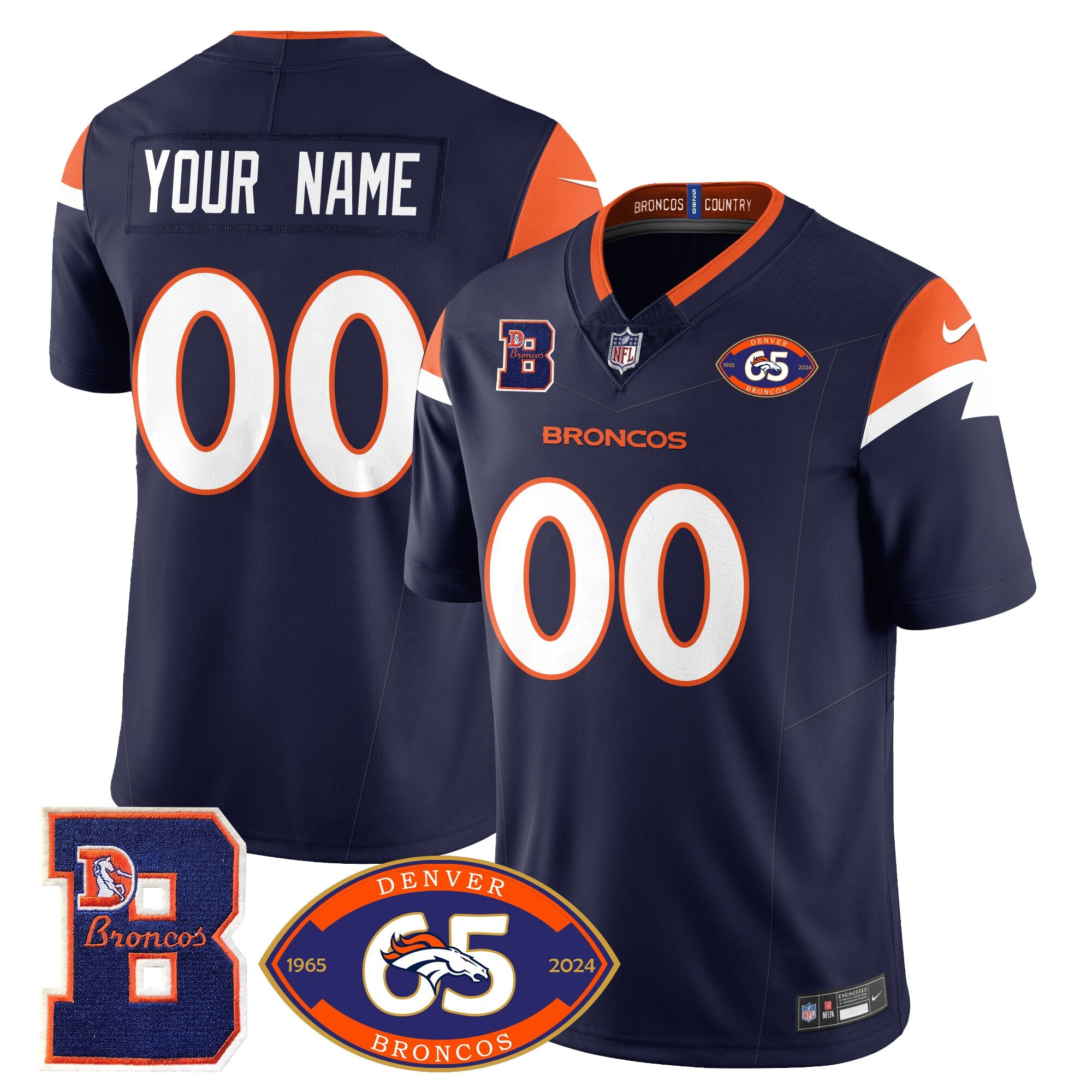 Custom Broncos 1959-2024 Jersey – The Broncos Jersey – All Stitched – Black Alternate Jersey