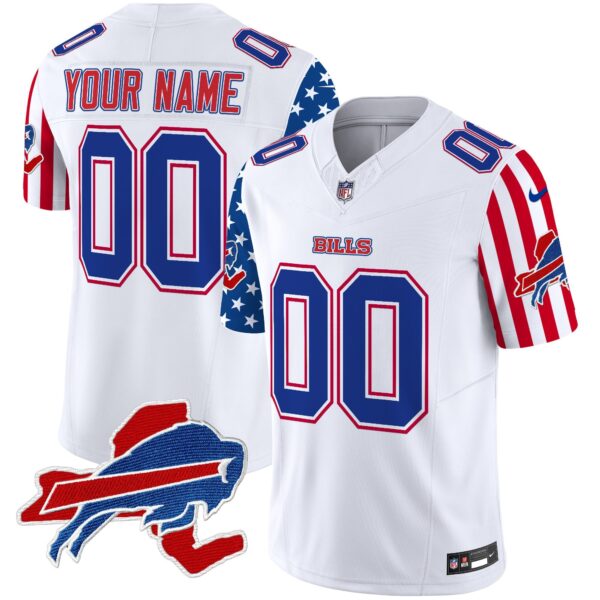 Bills American Style Vapor Limited Custom Jersey – All Stitched – White Jersey