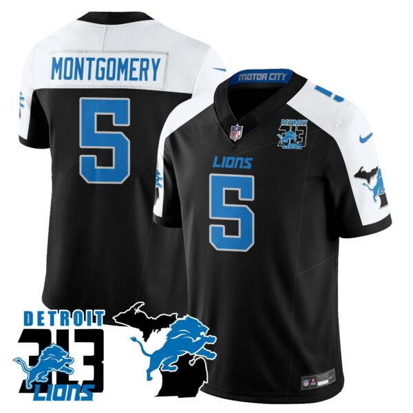 Lions 313 King Of The North Jersey – All Stitched – David Montgomery – 5 – Alternate Jersey
