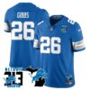 Lions 313 King Of The North Jersey – All Stitched – Jahmyr Gibbs – 26 – Blue Jersey
