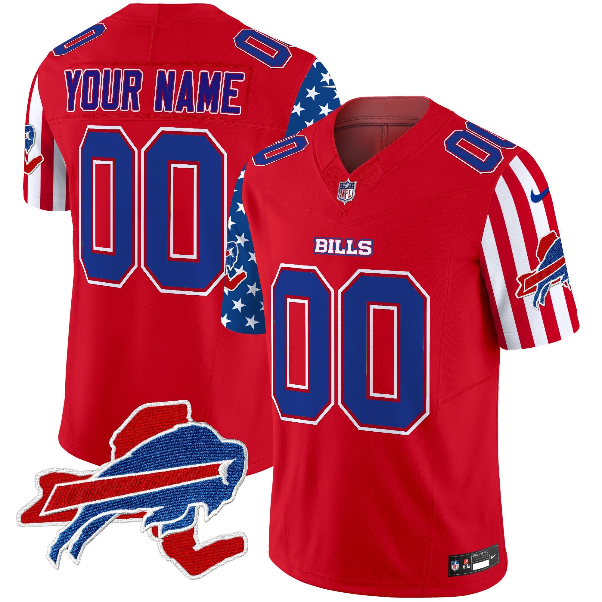 Bills American Style Vapor Limited Custom Jersey – All Stitched – Red Jersey