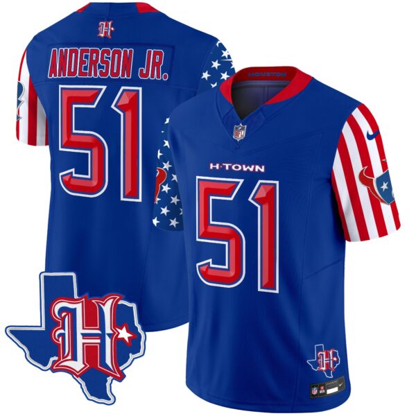 Houston Texans American Style Vapor Limited Jersey – All Stitched – Royal – Will Anderson Jr. Jersey