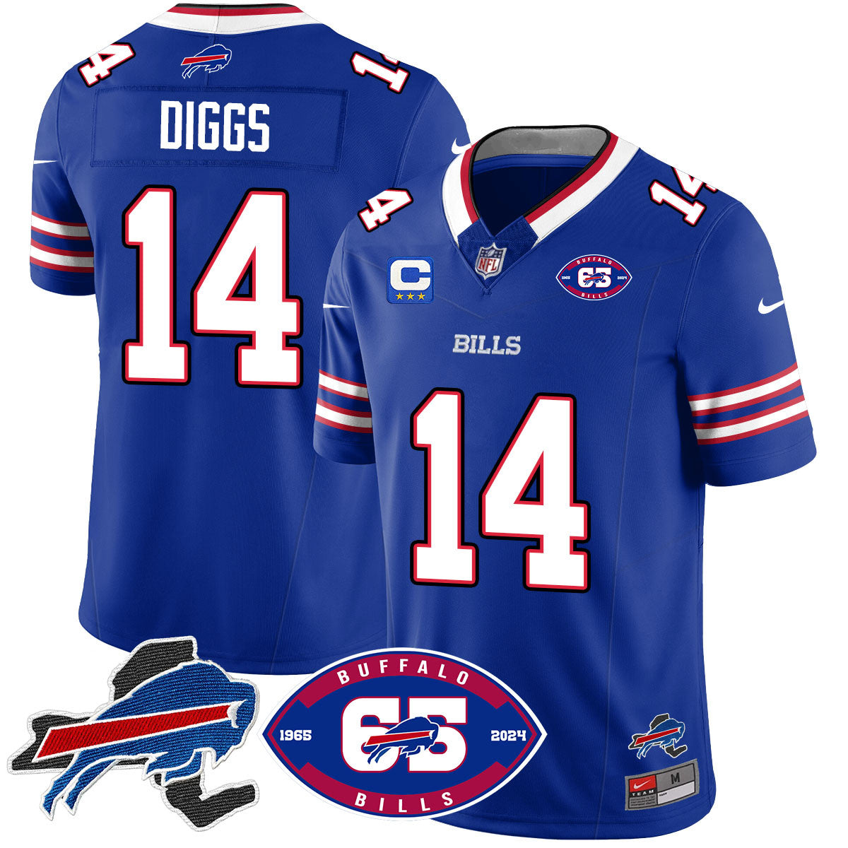 Bills 1959 – 2024 – The Bills Jersey – All Stitched – Stefon Diggs – 14 – Royal Jersey