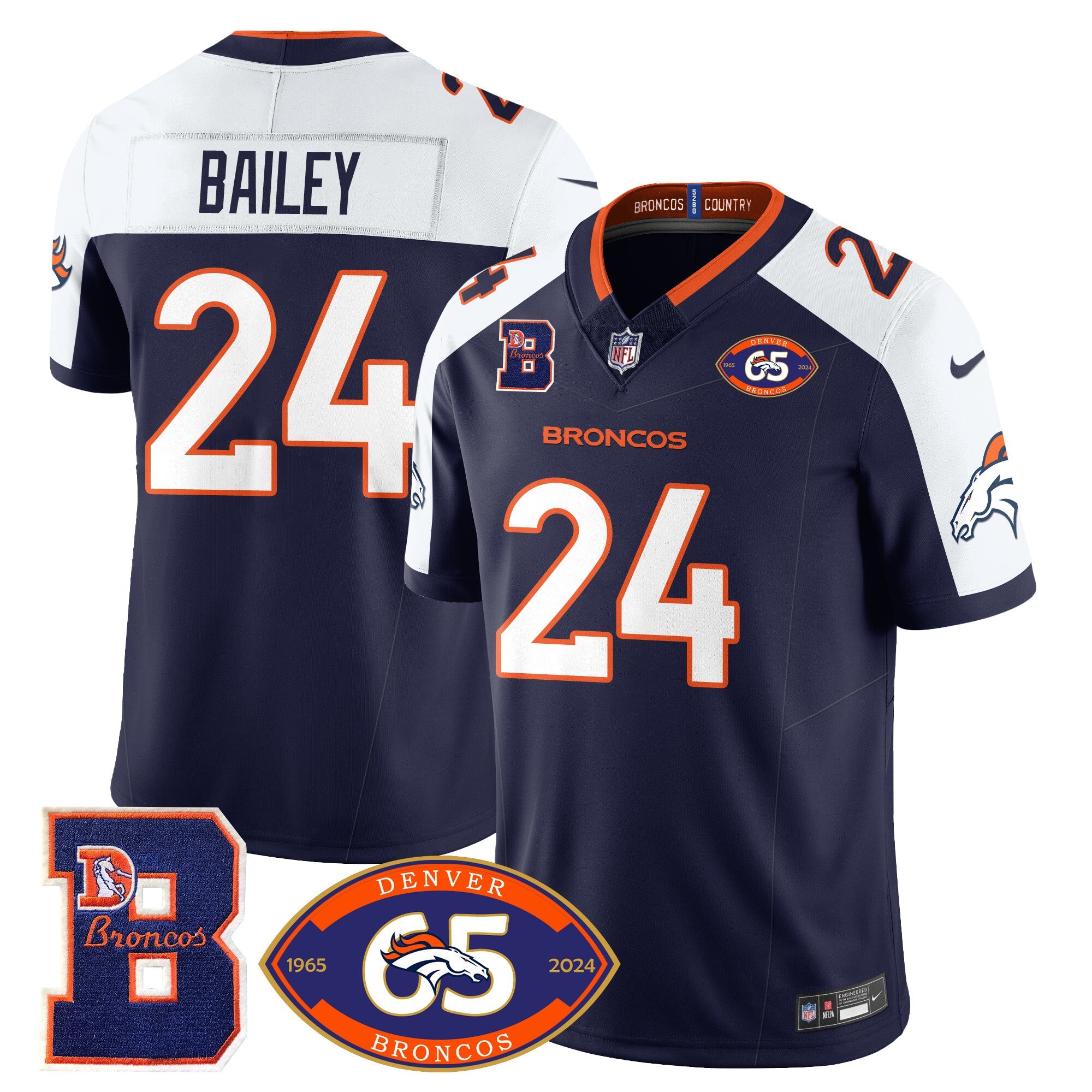 Broncos 1959-2024 Jersey – The Broncos Jersey – All Stitched – Champ Bailey – 24 – Navy Alternate Jersey