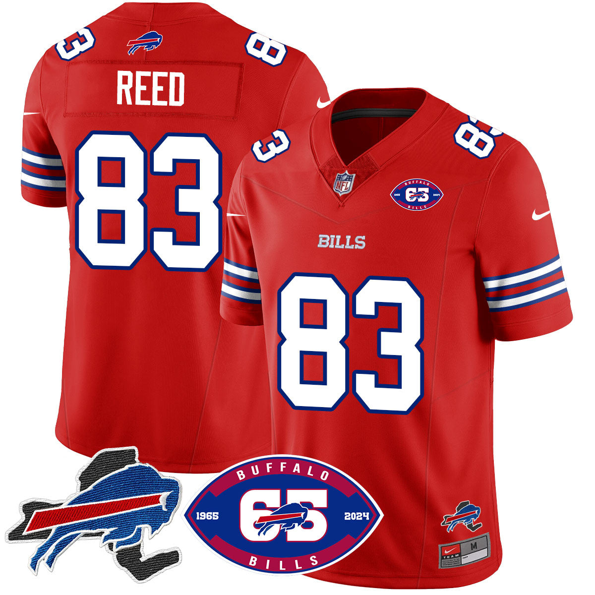 Bills 1959 – 2024 – The Bills Jersey – All Stitched – Andre Reed – 83 – Red Jersey