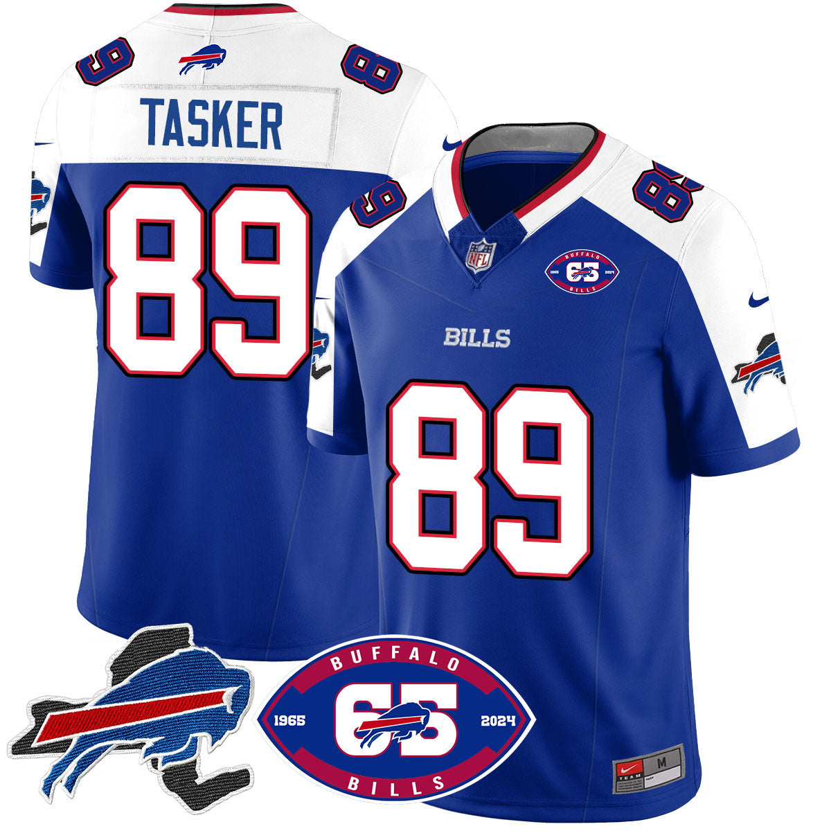Bills 1959 – 2024 – The Bills Jersey – All Stitched – Steven Tasker – 89 – Royal Alternate Jersey