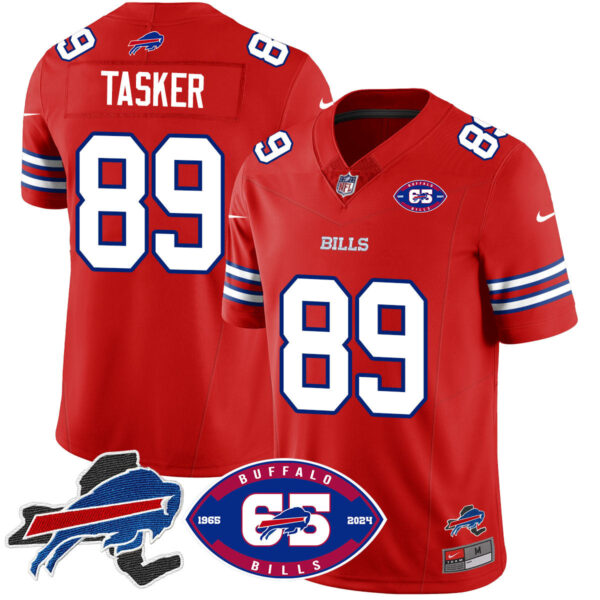 Bills 1959 – 2024 – The Bills Jersey – All Stitched – Steven Tasker – 89 – Red Jersey