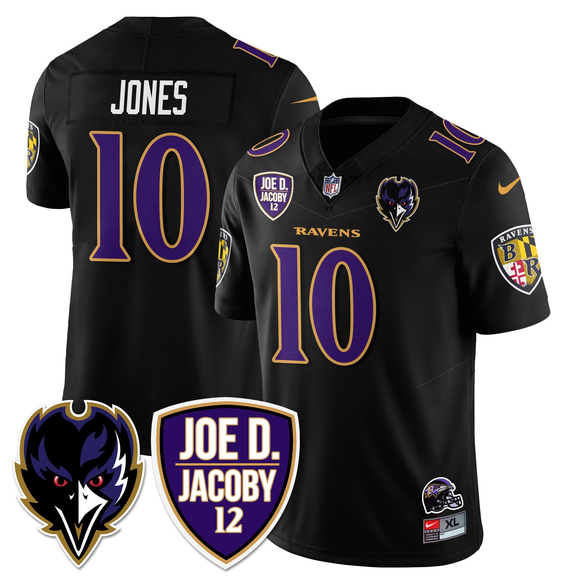 Ravens Purple Rising 2024 Vapor Limited Jersey – All Stitched – Black – Emory Jones Jersey