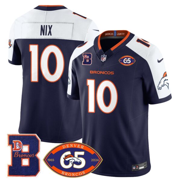 Broncos 1959-2024 Jersey – The Broncos Jersey – All Stitched – Bo Nix – 10 – Navy Alternate Jersey