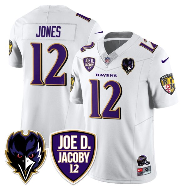 Ravens Purple Rising 2024 Vapor Limited Jersey – All Stitched – White – Jacoby Jones Jersey