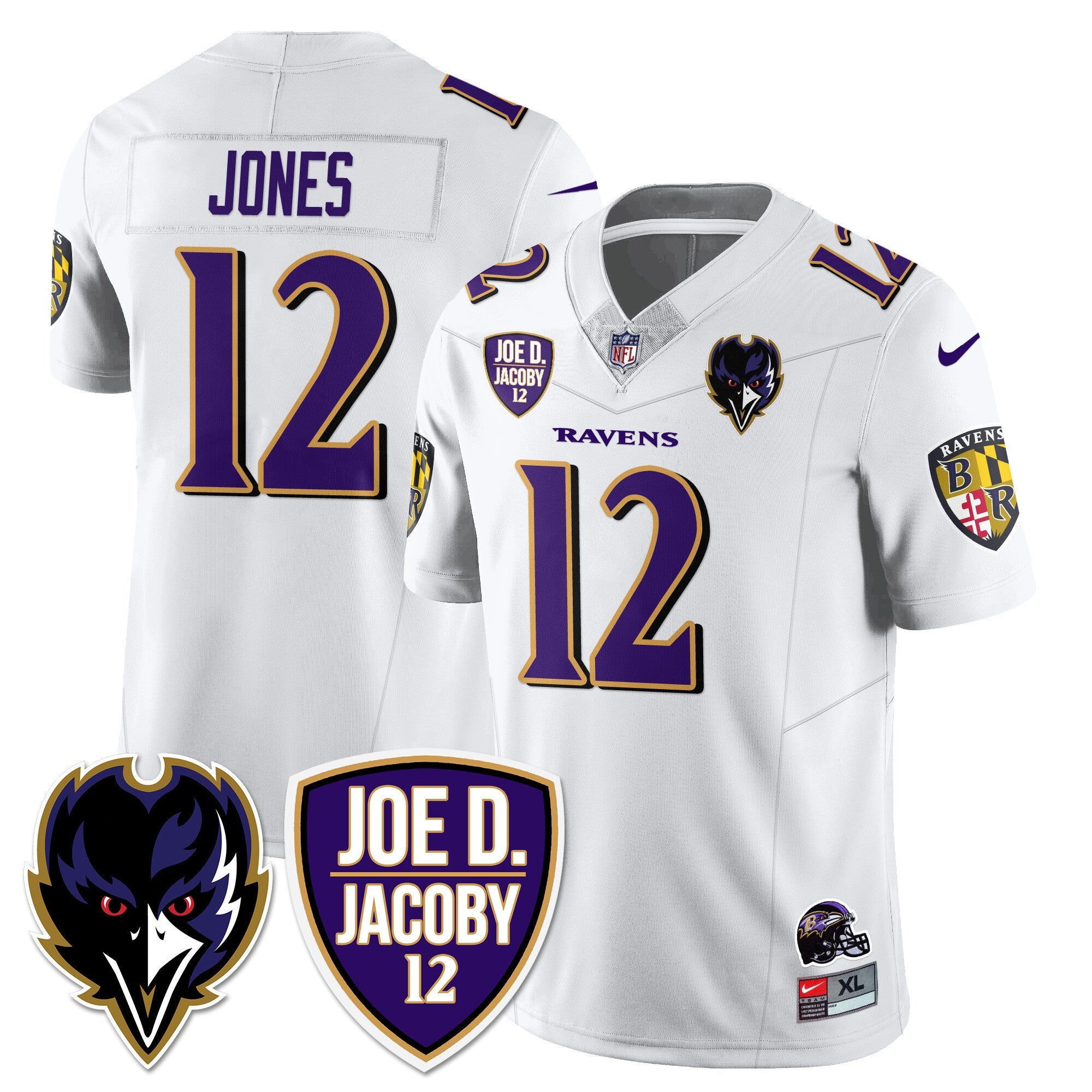 Ravens Purple Rising 2024 Vapor Limited Jersey – All Stitched – White – Jacoby Jones Jersey
