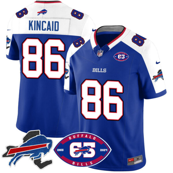 Bills 1959 – 2024 – The Bills Jersey – All Stitched – Dalton Kincaid – 86 – Royal Alternate Jersey