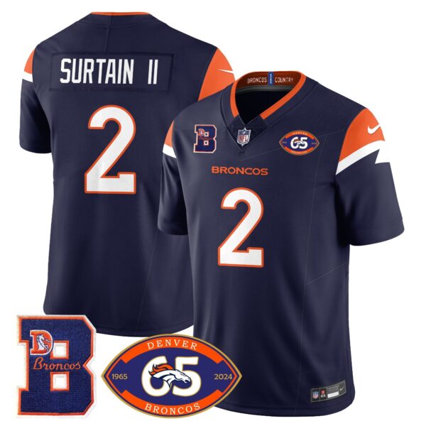 Broncos 1959-2024 Jersey – The Broncos Jersey – All Stitched – Patrick Surtain II – 2 – Navy Jersey