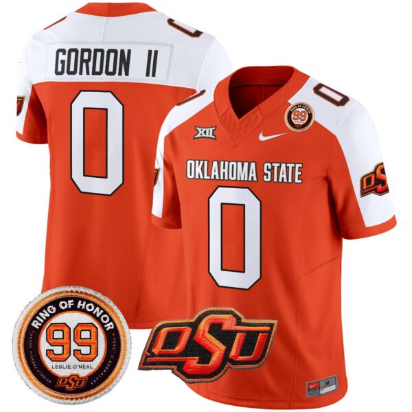 Oklahoma State Cowboys Leslie O’neal Patch Vapor Limited Jersey – All Stitched – Orange Alternate – Ollie Gordon II Jersey