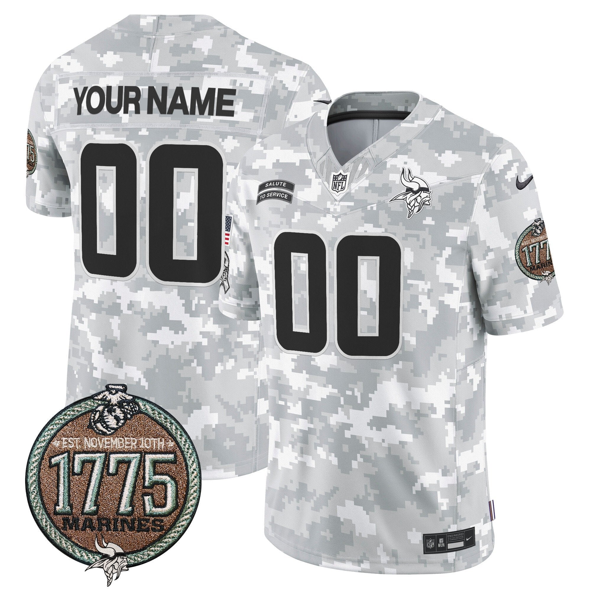 Vikings 2024 Salute to Service Establishment Year Patch Vapor Limited Custom Jersey – All Stitched – Men – Marines Jersey