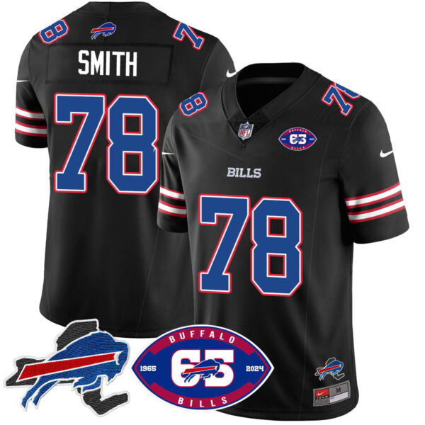 Bills 1959 – 2024 – The Bills Jersey – All Stitched – Bruce Smith – 78 – Black Jersey