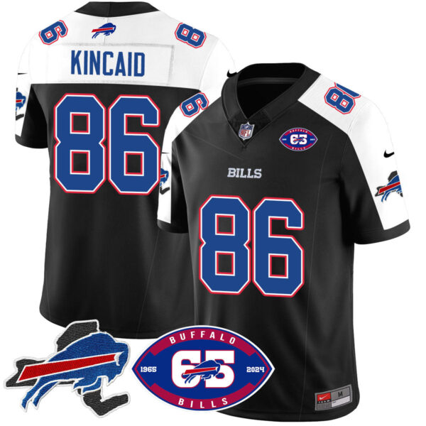 Bills 1959 – 2024 – The Bills Jersey – All Stitched – Dalton Kincaid – 86 – Black Alternate Jersey
