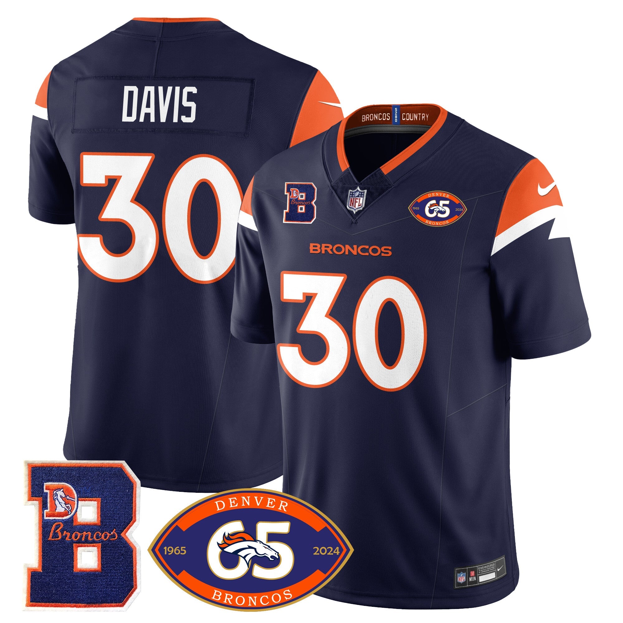Broncos 1959-2024 Jersey – The Broncos Jersey – All Stitched – Terrell Davis – 30 – Navy Jersey