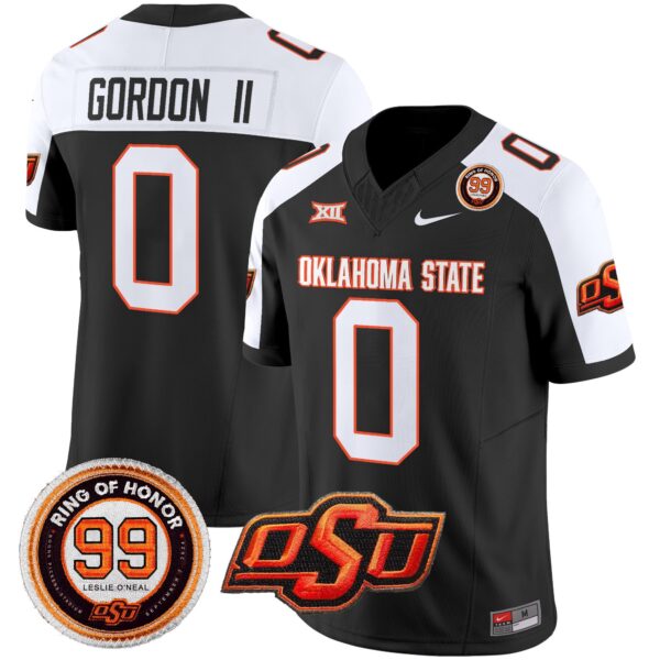 Oklahoma State Cowboys Leslie O’neal Patch Vapor Limited Jersey – All Stitched – Black Alternate – Ollie Gordon II Jersey