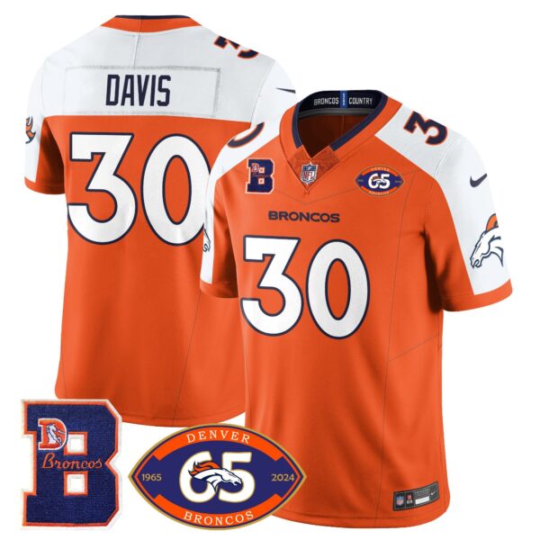Broncos 1959-2024 Jersey – The Broncos Jersey – All Stitched – Terrell Davis – 30 – Orange Alternate Jersey