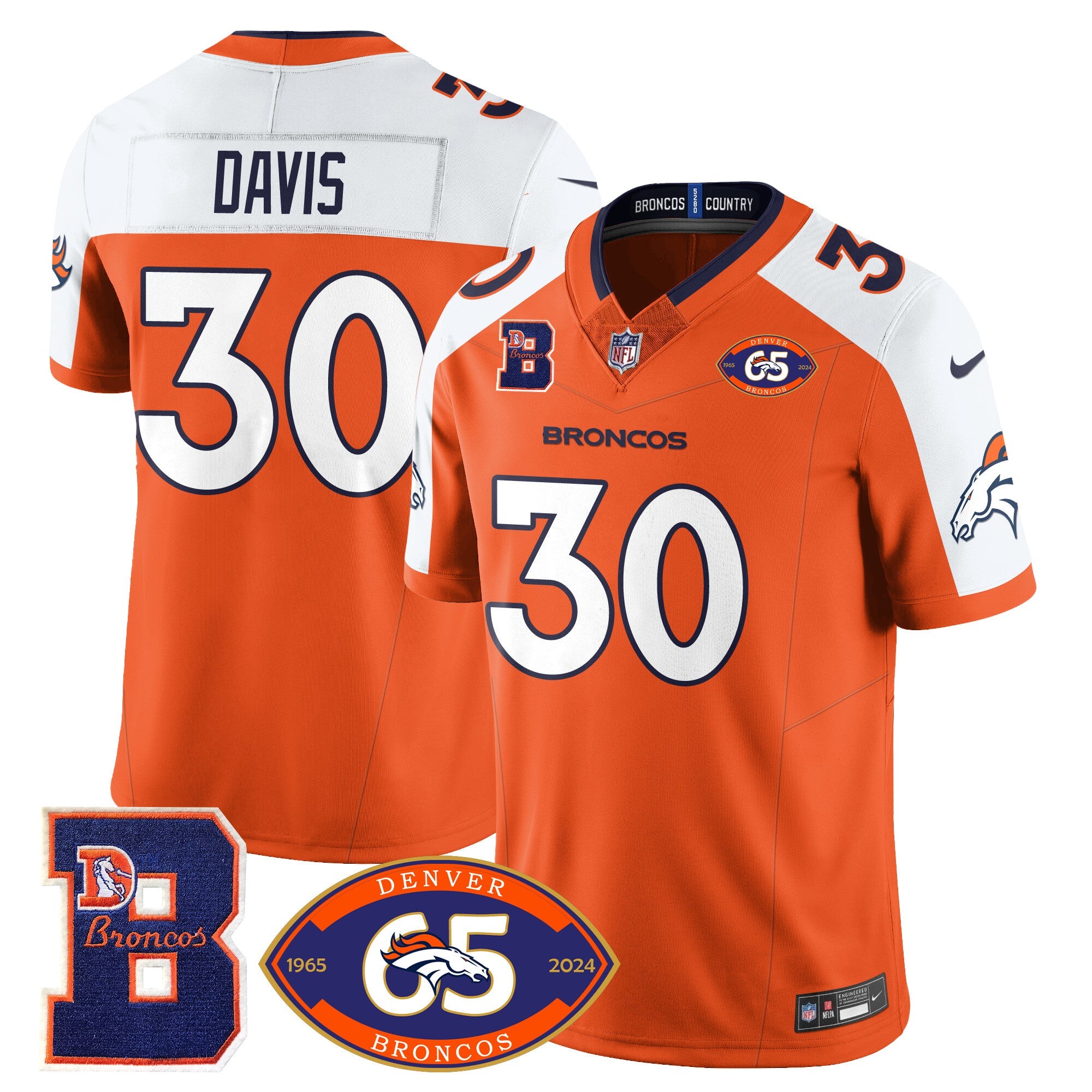 Broncos 1959-2024 Jersey – The Broncos Jersey – All Stitched – Terrell Davis – 30 – Orange Alternate Jersey