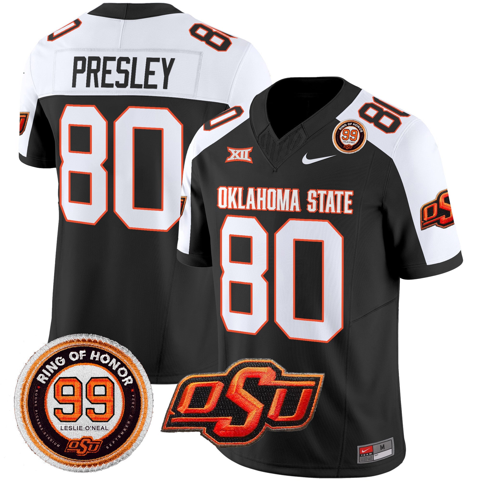 Oklahoma State Cowboys Leslie O’neal Patch Vapor Limited Jersey – All Stitched – Black Alternate – Brennan Presley Jersey